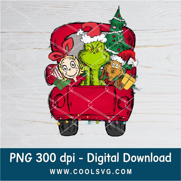 Christmas truck Grinch friends Custom Name PNG - Grinchmas Png - Great for Cricut & Silhouette