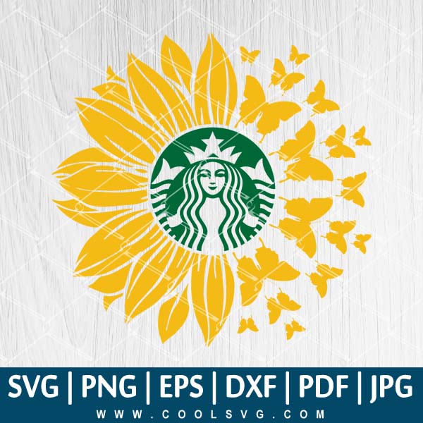 Sunflower Butterfly Starbucks SVG - Sunflower SVG - Flower Monogram SVG - Starbucks SVG - CoolSvg