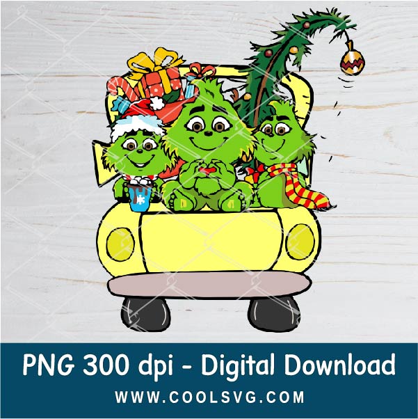 Christmas truck Baby Grinch Custom Name PNG - Grinchmas Png - Great for Cricut & Silhouette
