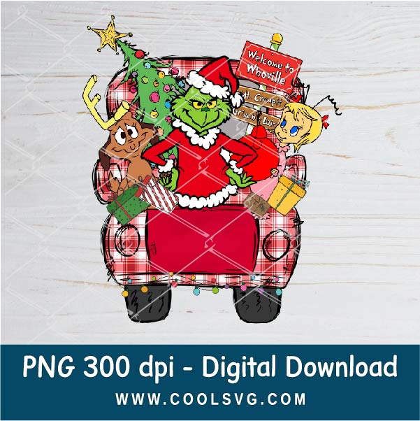 Christmas truck Grinch Custom Name PNG - Grinchmas Png - Great for Cricut & Silhouette