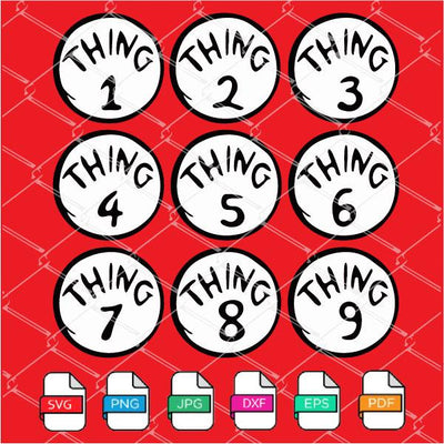 Thing 1 Thing 2 SVG - Thing 1 to 9 SVG - PNG - mysvg
