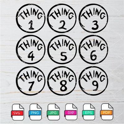 Thing 1 Thing 2 SVG - Thing 1 to 9 SVG - PNG - mysvg