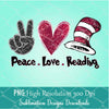 Peace Love Reading - Across America Sublimation Design PNG - mysvg