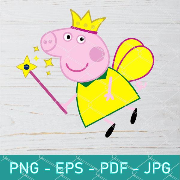 Peppa Pig Clipart Bundle | Princess Peppa Pig Clipart Vector | Cartoon Princess PNG