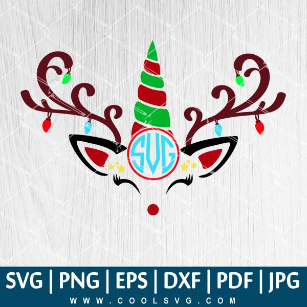 Christmas Unicorn Reindeer SVG - Christmas Lights Vector - Christmas SVG - Merry Christmas SVG - Christmas Lights SVG - CoolSvg