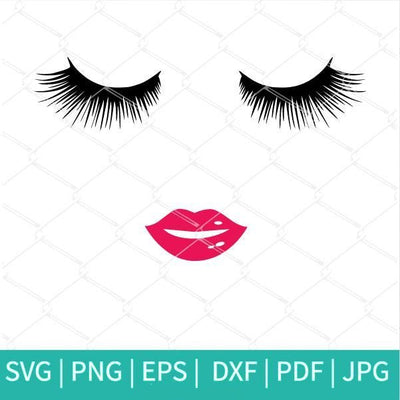 Eyelashes and Lips SVG - Smiling Lips Svg - mysvg