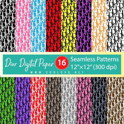 Dior Pattern SVG, 16 Dior Digital Paper Bundle, Dior Seamless Patterns Pack, Dior Print PNG, Great for Cricut & Silhouette Cameo - CoolSvg