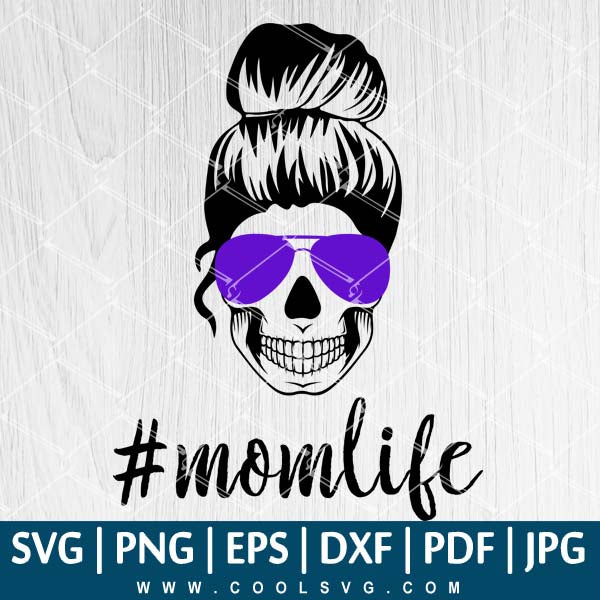 Mom Life Skul SVG | Mom Life Skul PNG | Mom Life Skull with Bun SVG | Messy Bun Skull SVG