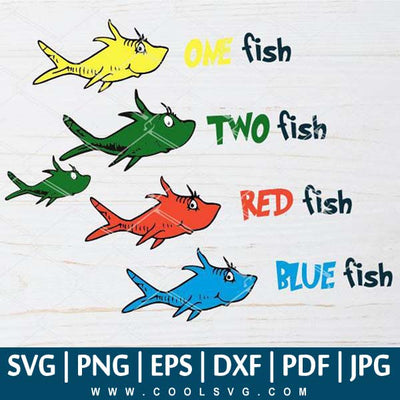 One Fish Two Fish SVG - Red Fish Blue Fish SVG - Fish SVG - Dr Seuss SVG - Layered svg files - CoolSvg