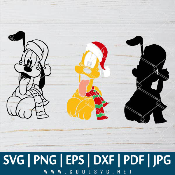 Goofy SVG - Pluto Christmas SVG - Pluto SVG - Dog Outline - Great for Sublimation or Cricut