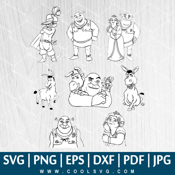 Shrek SVG - Shrek SVG Bundle - Shrek characters - Princess Fiona SVG - Cartoon Character SVG - CoolSvg