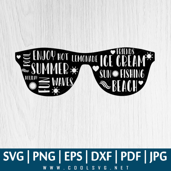 Beach Sunglasses SVG - Sunglasses SVG - Summer Vibes SVG Great for Sublimation or Cricut & Silhouette - CoolSvg