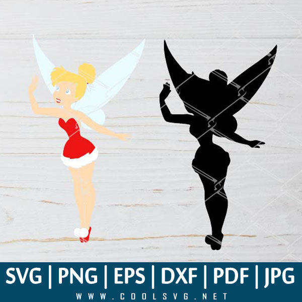 Tinkerbell Christmas SVG - Tinkerbell Silhouette Vector - Tinkerbell Layered SVG - Christmas SVG - Great for Sublimation or Cricut