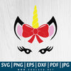 Unicorn Girl SVG PNG EPS DXF - Unicorn Head With Hair Bow SVG - Great for Sublimation or Cricut & Silhouette - CoolSvg