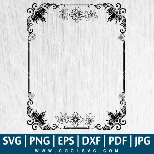 Vintage Frame SVG - Frame with Flowers - Picture Frames - Rectangle Frame SVG - CoolSvg
