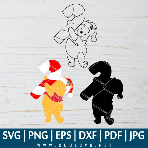 Winnie Christmas SVG - Winnie The Pooh SVG - Winnie the pooh outline - Great for Sublimation or Cricut
