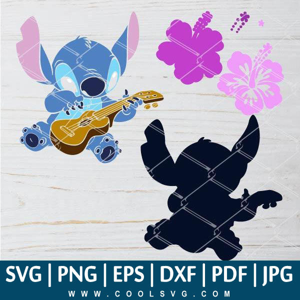 Stitch With Guitar Starbucks Cup SVG - Stitch SVG file - Hibiscus Flower SVG - Stitch With Guitar Starbucks Cup Vector