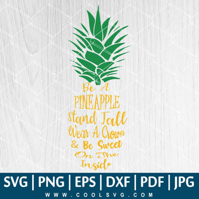 Be a Pineapple Stand Tall Wear a Crown And Be Sweet On The Inside SVG - Pineapple SVG - CoolSvg