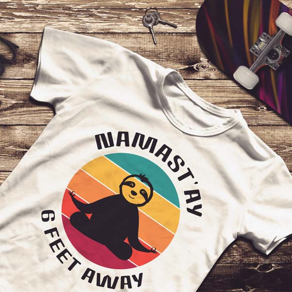 Namastay 6 Feet Away SVG | Sloth Yoga SVG | Retro Vintage SVG - CoolSvg