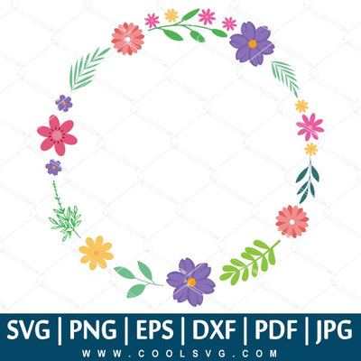 Circular Floral Frame | Floral Circle SVG | Flower Circle Clipart | Flower Wreath SVG - CoolSvg