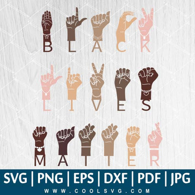 Black Lives Matter Sign Language Hand SVG | Stop Colorism SVG | Hands Together With Different Skin Colors SVG - CoolSvg