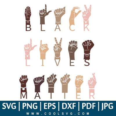 Black Lives Matter Sign Language Hand SVG | Stop Colorism SVG | Hands Together With Different Skin Colors SVG - CoolSvg