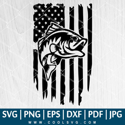 Fishing Distressed USA Flag SVG - American Flag Fishing SVG - CoolSvg